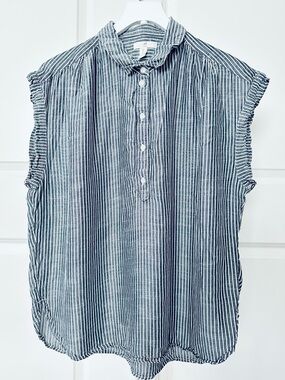 Women’s L.O.G.G. Sleeveless Gray & White Striped Blouse Size 12 Regular